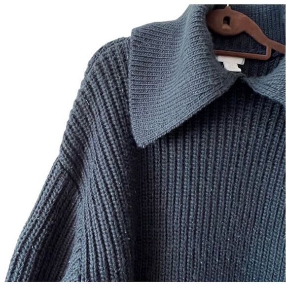 ✨H&M Hunter Green Dark Green Collared Rib-knit Sz Small Sweater✨ - Picture 7 of 9